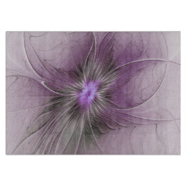Little Beauty Modern Mauve Gray Fractal Art Flower Snijplank