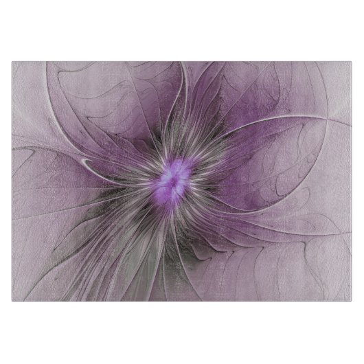 Little Beauty Modern Mauve Gray Fractal Art Flower Snijplank (Voorkant)