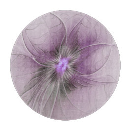 Little Beauty Modern Mauve Gray Fractal Art Flower Snijplank