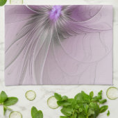 Little Beauty Modern Mauve Gray Fractal Art Flower Theedoek (Gevouwen)