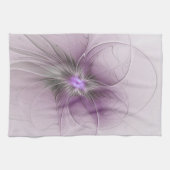 Little Beauty Modern Mauve Gray Fractal Art Flower Theedoek (Horizontaal)