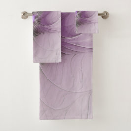 Little Beauty Modern Mauve Grijs Fractal Art Flowe Bad Handdoek