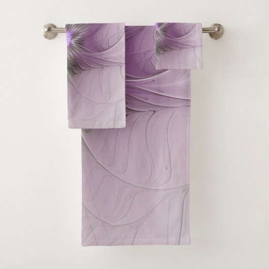 Little Beauty Modern Mauve Grijs Fractal Art Flowe Bad Handdoek (Insitu)