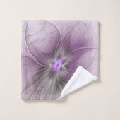 Little Beauty Modern Mauve Grijs Fractal Art Flowe Bad Handdoek (Wasdoekje)
