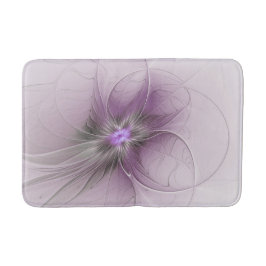 Little Beauty Modern Mauve Grijs Fractal Art Flowe Badmat
