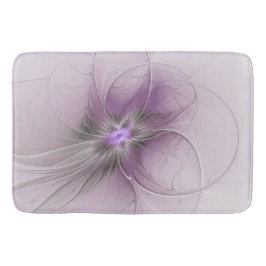 Little Beauty Modern Mauve Grijs Fractal Art Flowe Badmat