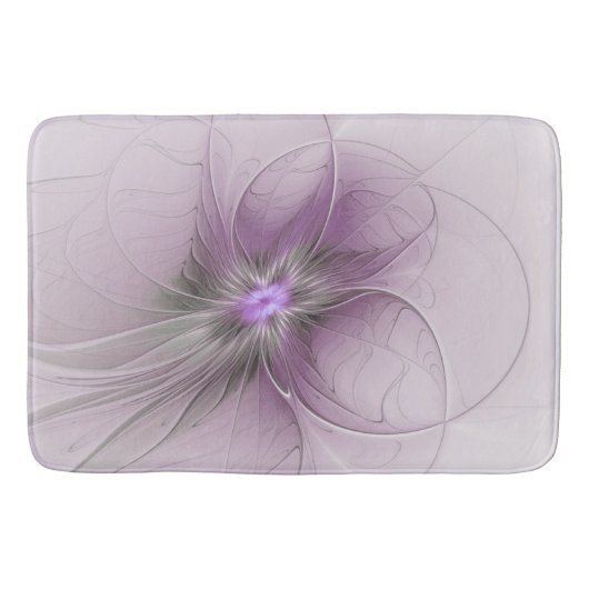 Little Beauty Modern Mauve Grijs Fractal Art Flowe Badmat (Voorkant)