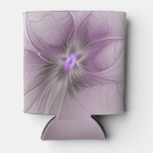 Little Beauty Modern Mauve Grijs Fractal Art Flowe Blikjeskoeler (Voorkant)