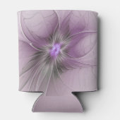 Little Beauty Modern Mauve Grijs Fractal Art Flowe Blikjeskoeler (Achterkant)