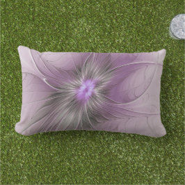 Little Beauty Modern Mauve Grijs Fractal Art Flowe Buitenkussen