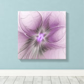 Little Beauty Modern Mauve Grijs Fractal Art Flowe Canvas Afdruk (Insitu (Houten vloer))