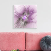 Little Beauty Modern Mauve Grijs Fractal Art Flowe Canvas Afdruk (Insitu (Woonkamer))