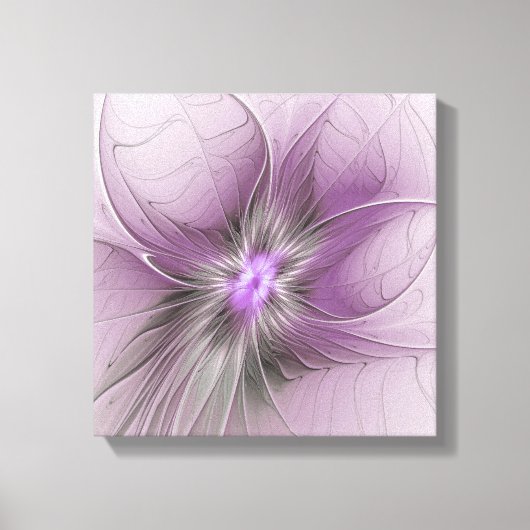Little Beauty Modern Mauve Grijs Fractal Art Flowe Canvas Afdruk (Voorkant)