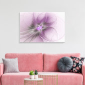 Little Beauty Modern Mauve Grijs Fractal Art Flowe Canvas Afdruk (Insitu (Woonkamer))