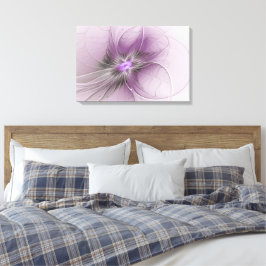 Little Beauty Modern Mauve Grijs Fractal Art Flowe Canvas Afdruk