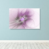Little Beauty Modern Mauve Grijs Fractal Art Flowe Canvas Afdruk (Insitu (Houten vloer))