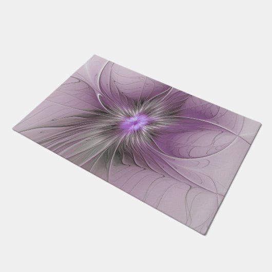 Little Beauty Modern Mauve Grijs Fractal Art Flowe Deurmat (Schuin)