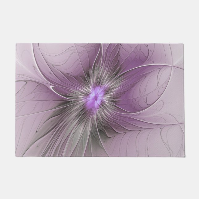 Little Beauty Modern Mauve Grijs Fractal Art Flowe Deurmat (Voorkant)