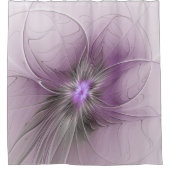 Little Beauty Modern Mauve Grijs Fractal Art Flowe Douchegordijn (Voorkant)