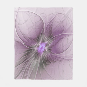 Little Beauty Modern Mauve Grijs Fractal Art Flowe Fleece Deken