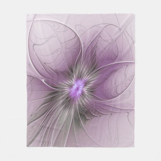 Little Beauty Modern Mauve Grijs Fractal Art Flowe Fleece Deken (Voorkant)