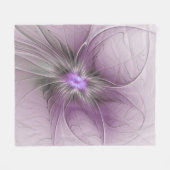 Little Beauty Modern Mauve Grijs Fractal Art Flowe Fleece Deken (Voorkant (Horizontaal))