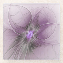 Little Beauty Modern Mauve Grijs Fractal Art Flowe