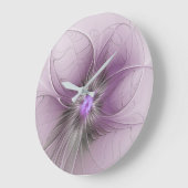 Little Beauty Modern Mauve Grijs Fractal Art Flowe Grote Klok (Hoek)