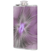 Little Beauty Modern Mauve Grijs Fractal Art Flowe Heupfles (Links)