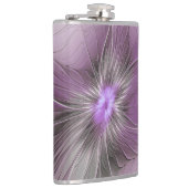 Little Beauty Modern Mauve Grijs Fractal Art Flowe Heupfles (Rechts)