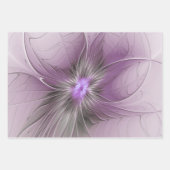 Little Beauty Modern Mauve Grijs Fractal Art Flowe Inpakpapier Vel (Voorkant 3)