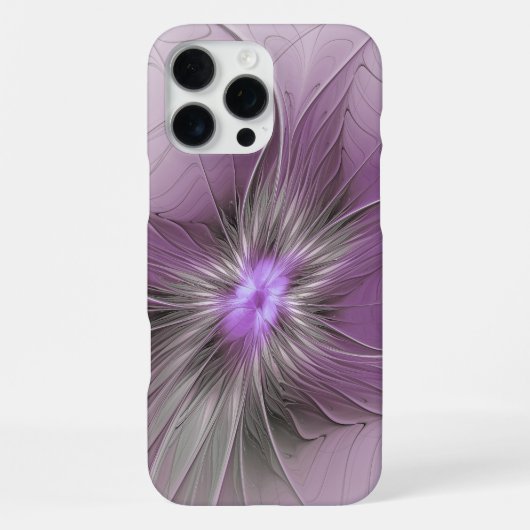 Little Beauty Modern Mauve Grijs Fractal Art Flowe iPhone Hoesje (Achterkant)