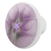 Little Beauty Modern Mauve Grijs Fractal Art Flowe Keramische Knop (Rechts)