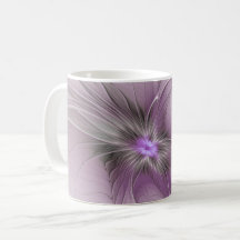 Little Beauty Modern Mauve Grijs Fractal Art Flowe