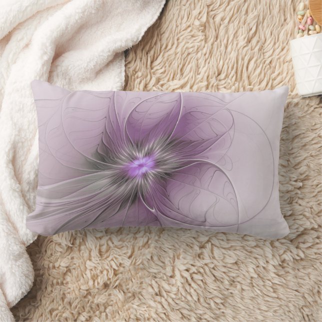 Little Beauty Modern Mauve Grijs Fractal Art Flowe Kussen (Deken)