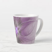 Little Beauty Modern Mauve Grijs Fractal Art Flowe Latte Mok (Rechterhoek)