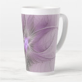 Little Beauty Modern Mauve Grijs Fractal Art Flowe Latte Mok (Rechterhoek)