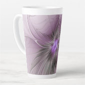 Little Beauty Modern Mauve Grijs Fractal Art Flowe Latte Mok (Linkerhoek)