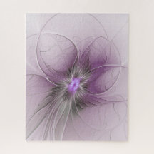 Little Beauty Modern Mauve Grijs Fractal Art Flowe
