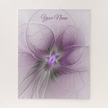 Little Beauty Modern Mauve Grijs Fractal Art Flowe