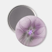 Little Beauty Modern Mauve Grijs Fractal Art Flowe Magneet (Voorkant / Achterkant)