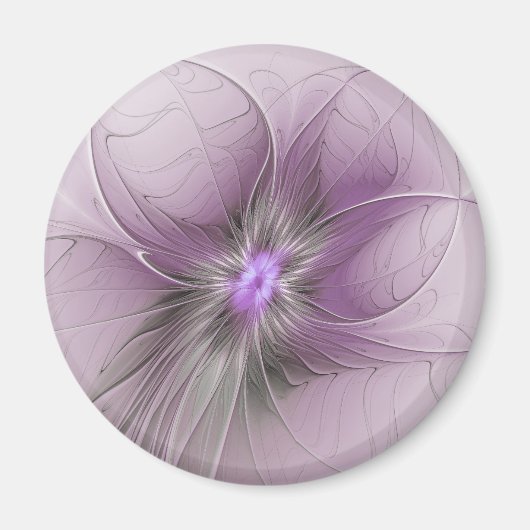 Little Beauty Modern Mauve Grijs Fractal Art Flowe Magneet (Voorkant)