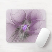 Little Beauty Modern Mauve Grijs Fractal Art Flowe Muismat (Met muis)