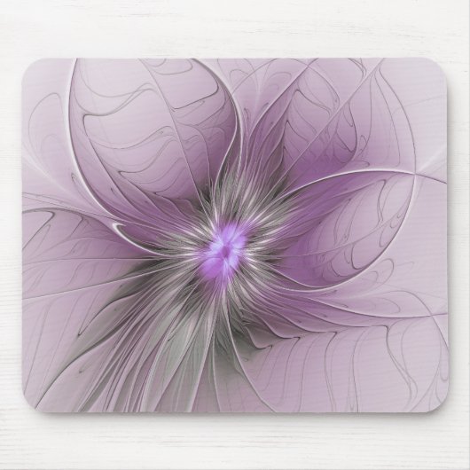 Little Beauty Modern Mauve Grijs Fractal Art Flowe Muismat (Voorkant)