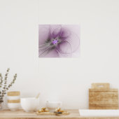 Little Beauty Modern Mauve Grijs Fractal Art Flowe Poster (Keuken)