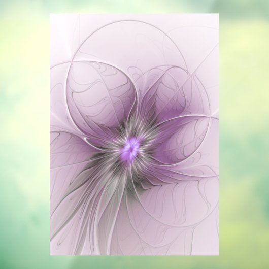 Little Beauty Modern Mauve Grijs Fractal Art Flowe Raamsticker (Vel 3)