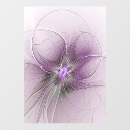 Little Beauty Modern Mauve Grijs Fractal Art Flowe Raamsticker (Vel)