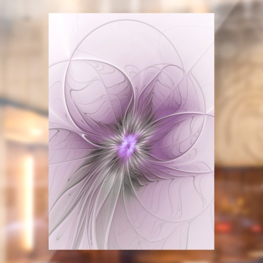 Little Beauty Modern Mauve Grijs Fractal Art Flowe Raamsticker (Vel 2)