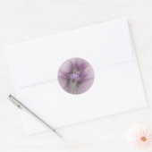 Little Beauty Modern Mauve Grijs Fractal Art Flowe Ronde Sticker (Envelop)