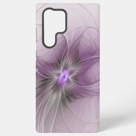 Little Beauty Modern Mauve Grijs Fractal Art Flowe Samsung Galaxy Hoesje
